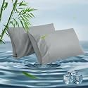 King Pillowcases, Cooling Viscose from Bamboo Pillow Covers with Envelope Closure, Soft Moisture-Wicking for Hot Sleepers, Hair and Skin-Friendly, Light Grey, 2 Pack