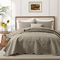 King Quilt Set Bedspread Coverlet Bedding Floral Beige 106"x96"