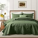 King Quilt Set Bedspread Coverlet Bedding Floral Olive Green 106"x96"