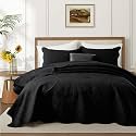 King Quilt Set Bedspread Coverlet Bedding Floral Black 106"x96"