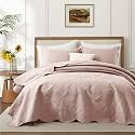 King Quilt Set Bedspread Coverlet Bedding Floral Baby Pink 106"x96"