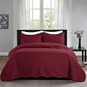 King Quilt Set Bedspread Coverlet Bedding Leaf Red 106"x96"