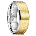King Will Stainless Steel Men Ring Lord's Prayer Cross Ring Stainless Steel Men Wedding Ring, Wedding Band Bible Engraved Rings High Polished, Comfort Fit