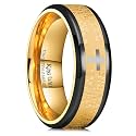 King Will Stainless Steel Men Ring Lord's Prayer Cross Ring Stainless Steel Men Wedding Ring, Wedding Band Bible Engraved Rings High Polished, Comfort Fit