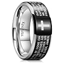 King Will Stainless Steel Men Ring Lord's Prayer Cross Ring Stainless Steel Men Wedding Ring, Wedding Band Bible Engraved Rings High Polished, Comfort Fit