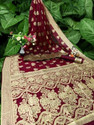 KING VULTURE Woven, Embellished Banarasi Jacquard, Cotton Silk Saree (Maroon)