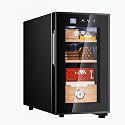 KingChii 23L Cigar Cooler Humidor with Cooling Control System, Electronic Cigar Cabinet Spanish Cedar Shelves &amp; Digital Hygrometer, Father DayGifts for Men (3 Layers 150 Capacity)