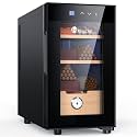 KingChii 23L Electric Cigar Humidors with Temperature Control System, Cigar Cabinet with Spanish Cedar Wood Shelves &amp; Hygrometer, Gifts for Men (3 Layers 150 Capacity)