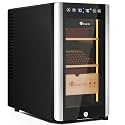 KingChii 25L Electric Cigar Humidors Temperature &amp; Humidity Control Cabinet, Built-in Humidification System with Spanish Cedar Wood Shelves &amp; Drawer Hygrometer for Men Gifts 200 Capacity
