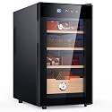 KingChii 48L Electric Cigar Humidors with Temperature Control System, Cigar Cabinet with Spanish Cedar Wood Shelves &amp; Hygrometer, Gifts for Men (4 Layers 300 Capacity)