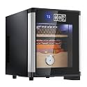 KingChii 8L Electric Cigar Humidor with New Shape Design, Digital Temperature Control Cabinet, Spanish Cedar Shelves &amp; Hygrometer - 80 Capacity (2 Layers)