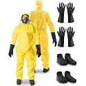 Kingdder 2 Sets Yellow Hazmat Suits, Chemical Protection Coveralls