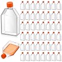 Kingdder 50 Pack Cell Culture Flasks Sterile Polystyrene Plastic Tissue Culture Bottle Flasks 75cm² TC Treated Sterile with Filter Caps and Scales for Labs, 6" x 3.1" x 1.5''