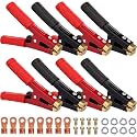 Kingdder 8 Pcs Battery Jumper Cable Clips Heavy Duty Car Battery Charger Clamps Pure Copper 500-1000a with Insulating Sheath Jumper Cable Ends for Cables All Kinds of Cars and Boats