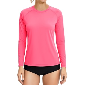 kingfen women39s upf 50 sun protection quick dry shirts hiking long sleeve tops c14-rose red large