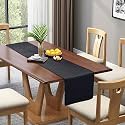 KINGLY Velvet Table Runner, Jet Black, Quilted Pattern, 12x72 inches - Luxury Quilted Table Runner for Home Décor, Includes 1 Table Runner