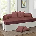 KINGLY Velvet Diwan Cover Set in Baker-Miller Pink - Luxury Quilted Diwan Cover with Cushion and Bolster Covers for Home Décor