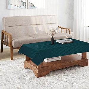 kingly heavyweight qulted chack pattern velvet tablecloth soft fabric square center table cover cloth farmhouse table cover for kitchen dining 36 x 54 inch green blue