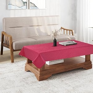 kingly heavyweight qulted chack pattern velvet tablecloth soft fabric square center table cover cloth farmhouse table cover for kitchen dining 36 x 54 inch baker-miller pink
