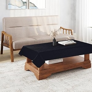 kingly heavyweight qulted chack pattern velvet tablecloth soft fabric square center table cover cloth farmhouse table cover for kitchen dining 36 x 54 inch jet black