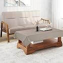 KINGLY Heavyweight Qulted Chack Pattern Velvet Tablecloth Soft Fabric Square Center Table Cover Cloth Farmhouse Table Cover for Kitchen Dining (36 X 54 Inch Natural Beige Light Cream)