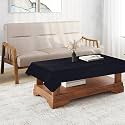 KINGLY Heavyweight Qulted Chack Pattern Velvet Tablecloth Soft Fabric Square Center Table Cover Cloth Farmhouse Table Cover for Kitchen Dining (36 X 54 Inch Jet Black)