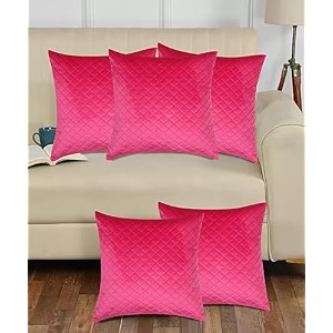 kingly set of 5 super soft velvet decorative cushion covers 16x16 inch square with texture luxury style cushion shell for sofa sets and bedroom bed baker-miller pink