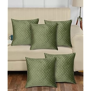 kingly set of 5 super soft velvet decorative cushion covers 16x16 inch square with texture luxury style cushion shell for sofa sets and bedroom bed bright green
