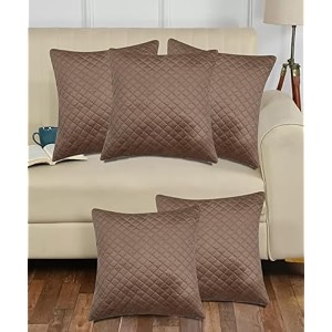 kingly set of 5 super soft velvet decorative cushion covers 16x16 inch square with texture luxury style cushion shell for sofa sets and bedroom bed mouse brown