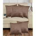 KINGLY Set of 5 Super Soft Velvet Decorative Cushion Covers 16x16 inch Square with Texture Luxury Style Cushion Shell for Sofa Sets and Bedroom Bed (Mouse Brown)
