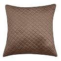 KINGLY Textile Throw Pillow Cover Qulted Velvet Euro Cushion Cover for Bed, 24 x 24 inch (60cm), Set of 2 (Mouse Brown)