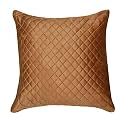 KINGLY Textile Throw Pillow Cover Qulted Velvet Euro Cushion Cover for Bed, 24 x 24 inch (60cm), Set of 2 (Harvest Gold)