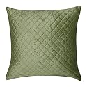 KINGLY Textile Throw Pillow Cover Qulted Velvet Euro Cushion Cover for Bed, 24 x 24 inch (60cm), Set of 2 (Bright Green)