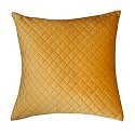 KINGLY Textile Throw Pillow Cover Qulted Velvet Euro Cushion Cover for Bed, 24 x 24 inch (60cm), Set of 2 (Royal Yellow)