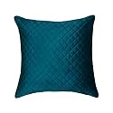 KINGLY Textile Throw Pillow Cover Qulted Velvet Euro Cushion Cover for Bed, 24 x 24 inch (60cm), Set of 2 (Green Blue)