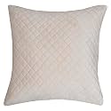 KINGLY Textile Throw Pillow Cover Qulted Velvet Euro Cushion Cover for Bed, 24 x 24 inch (60cm), Set of 2 (Natural Beige Light Cream)