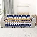 KINGLY Velvet 1 Seater Quilted Digital Printed Sofa Cover Pink Passion, Yellow and Blue