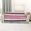 KINGLY Velvet 5 Seater Quilted Digital Printed Sofa Cover Pink Passion, Pink and Blue3+1+1