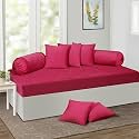 KINGLY Velvet Diwan Cover Set in Baker-Miller Pink - Luxury Quilted Diwan Cover with Cushion and Bolster Covers for Home Décor