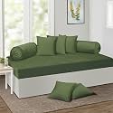 KINGLY Velvet Diwan Cover Set in Bright Green - Luxury Quilted Diwan Cover with Cushion and Bolster Covers for Home Décor
