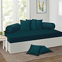 KINGLY Velvet Diwan Cover Set in Green Blue - Luxury Quilted Diwan Cover with Cushion and Bolster Covers for Home Décor