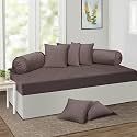 KINGLY Velvet Diwan Cover Set in Mouse Brown - Luxury Quilted Diwan Cover with Cushion and Bolster Covers for Home Décor