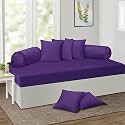 KINGLY Velvet Diwan Cover Set in Mulberry Purple - Luxury Quilted Diwan Cover with Cushion and Bolster Covers for Home Décor