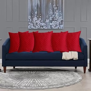 kingly velvet quilted square geometric plaid velvet cushion cover luxury modern decorative cushion cover for sofa set living room bedroom car 12 x 12 inch maroon red