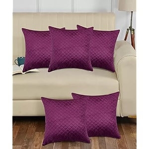 kingly velvet quilted square geometric plaid velvet cushion cover luxury modern decorative cushion cover for sofa set living room bedroom car 12 x 12 inch mulberry perple
