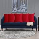 KINGLY Velvet Quilted Square Geometric Plaid Velvet Cushion Cover Luxury Modern Decorative Cushion Cover for Sofa Set Living Room Bedroom Car 12 x 12 Inch (Maroon Red)