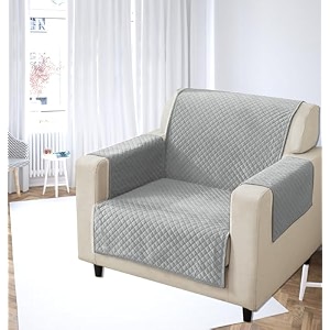 kingly velvet quilted universal elastic sofa cover non-slip sofa protector 1 seater armchair cover with machine washable adjustable elastic straps 1 seater silver gray