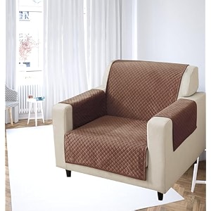 kingly velvet quilted universal elastic sofa cover non-slip sofa protector 1 seater armchair cover with machine washable adjustable elastic straps 1 seater mouse s_brown