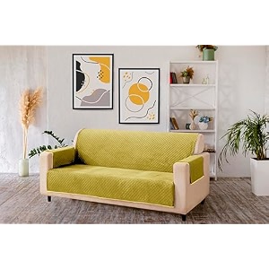 kingly velvet quilted universal elastic sofa cover non-slip sofa protector 1 seater armchair cover with machine washable adjustable elastic straps 1 seater ggreen