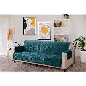 kingly velvet quilted universal elastic sofa cover non-slip sofa protector 2 seater armchair cover with machine washable adjustable elastic straps 2 seater til
